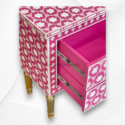 Flower Bone Inlay TV Unit with Drawers Pink 4
