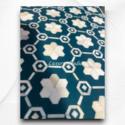 Flower Bone Inlay 1 Drawer 2 Door Bedside Table Teal Green 4