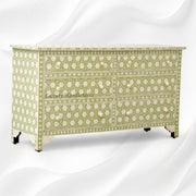 Flower Bone Inlay 6 Drawer Dresser Sage Green 4