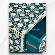Flower Bone Inlay 6 Drawer Dresser Teal Green 3