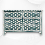 Flower Bone Inlay 6 Drawer Dresser Teal Green 5