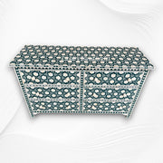 Flower Bone Inlay 6 Drawer Dresser Teal Green 4