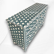 Flower Bone Inlay 6 Drawer Dresser Teal Green 1