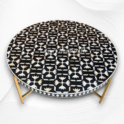 Gabi MOP Inlay Lotus Center Table Black Gold 1