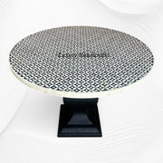 Geometric Bone Inlay Round Dining Table Black 1