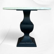 Geometric Bone Inlay Round Dining Table Black 2