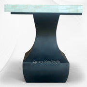Geometric Bone Inlay Round Dining Table Black 3