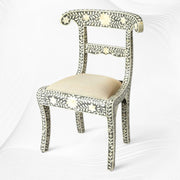 Geometric Floral Bone Inlay Round Dining Table Set Grey 2