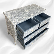 Grace Bone Inlay 4 Drawer Dresser Black Grey 2