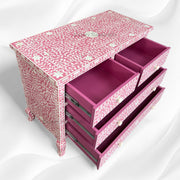 Grace Bone Inlay 4 Drawer Dresser Pink 2