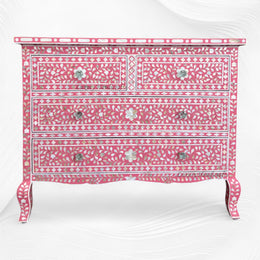 Grace Mother of Pearl Inlay 4 Drawer Dresser Pink