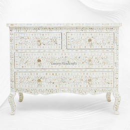Grace Mother of Pearl Inlay 4 Drawer Dresser White