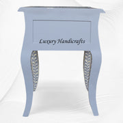 Grey Bone Inlay Bedside 1 Drawer Floral Design