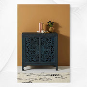 Handcarved Lombok Entryway Cabinet Indigo Blue