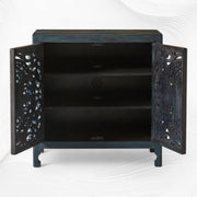 Handcarved Lombok Entryway Cabinet Indigo Blue