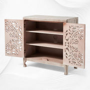 Handcarved Lombok Entryway Cabinet White Wash 4