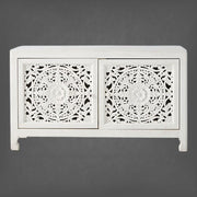 Handcarved Lombok Media Unit 2 Door White 2