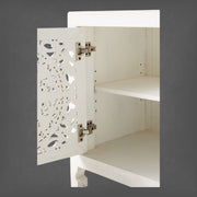 Handcarved Lombok Media Unit 2 Door White 4