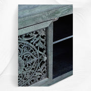 Handcarved Lombok Media Unit 2 Door Indigo Blue 5