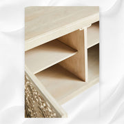 Handcarved Lombok Media Unit 2 Door White Wash 5
