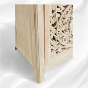 Handcarved Lombok Media Unit 3 Door White Wash 4