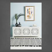 Handcarved Lombok Media Unit 3 Door White 1