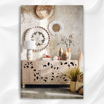 Handcarved Lotus Sideboard White Wash 1