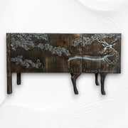 Handcarved Land and Sky Buffet Dark Brown 4