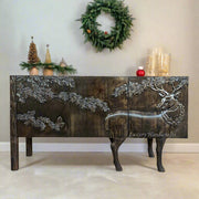 Handcarved Land and Sky Buffet Dark Brown