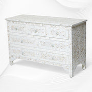 Beige Mother of Pearl Inlay Chest Of 7 Drawers Large