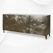Hibiscus Embossed White Metal Sideboard 3
