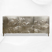 Hibiscus Embossed White Metal Sideboard 7