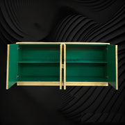 Hollywood Regency Brass Embossed 4 Door Cabinet 3