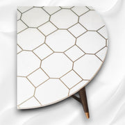 Honeycomb Brass Inlay White Marble Coffee Table 3