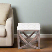 Honeycomb Brass Inlay Square Side Table 1