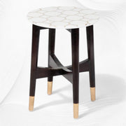 Honeycomb Brass Inlay White Marble Side Table 2