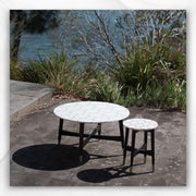 Honeycomb Brass Inlay White Marble Side Table 5