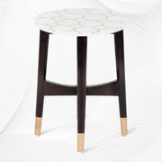 Honeycomb Brass Inlay White Marble Side Table 4