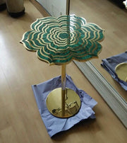 Malachite Flower Accent Table In Brass 5