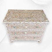 Milk Chocolate Mother Of Pearl Inlay 3 Drawer Chest Floral 2