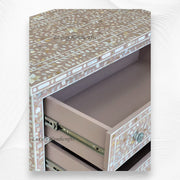 Milk Chocolate Mother Of Pearl Inlay 3 Drawer Chest Floral 4