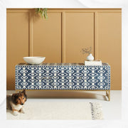 Ikat Bone Inlay Media Console Blue TV Unit