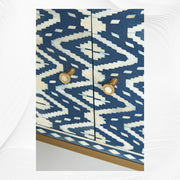 Ikat Bone Inlay Media Console Blue TV Unit 3
