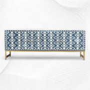 Ikat Bone Inlay Media Console Blue TV Unit 5