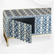 Ikat Bone Inlay Media Console Blue TV Unit 2