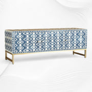Ikat Bone Inlay Media Console Blue TV Unit 1