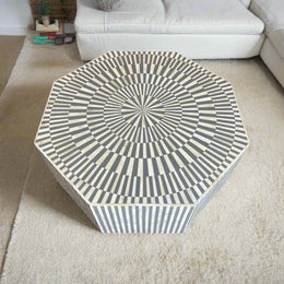 Illusion Octagonal Bone Inlay Coffee Table Grey