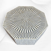 Illusion Octagonal Bone Inlay Coffee Table Grey 2