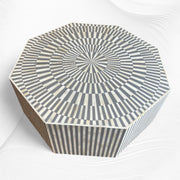 Illusion Octagonal Bone Inlay Coffee Table Grey 4