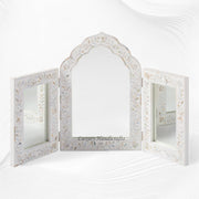 Isabelle MOP Inlay Floral Triple Mirror White 1